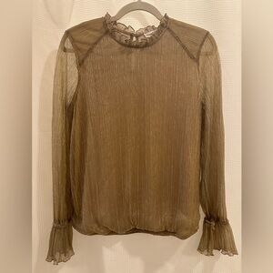 Love and Promises gold shimmery long sleeve blouse